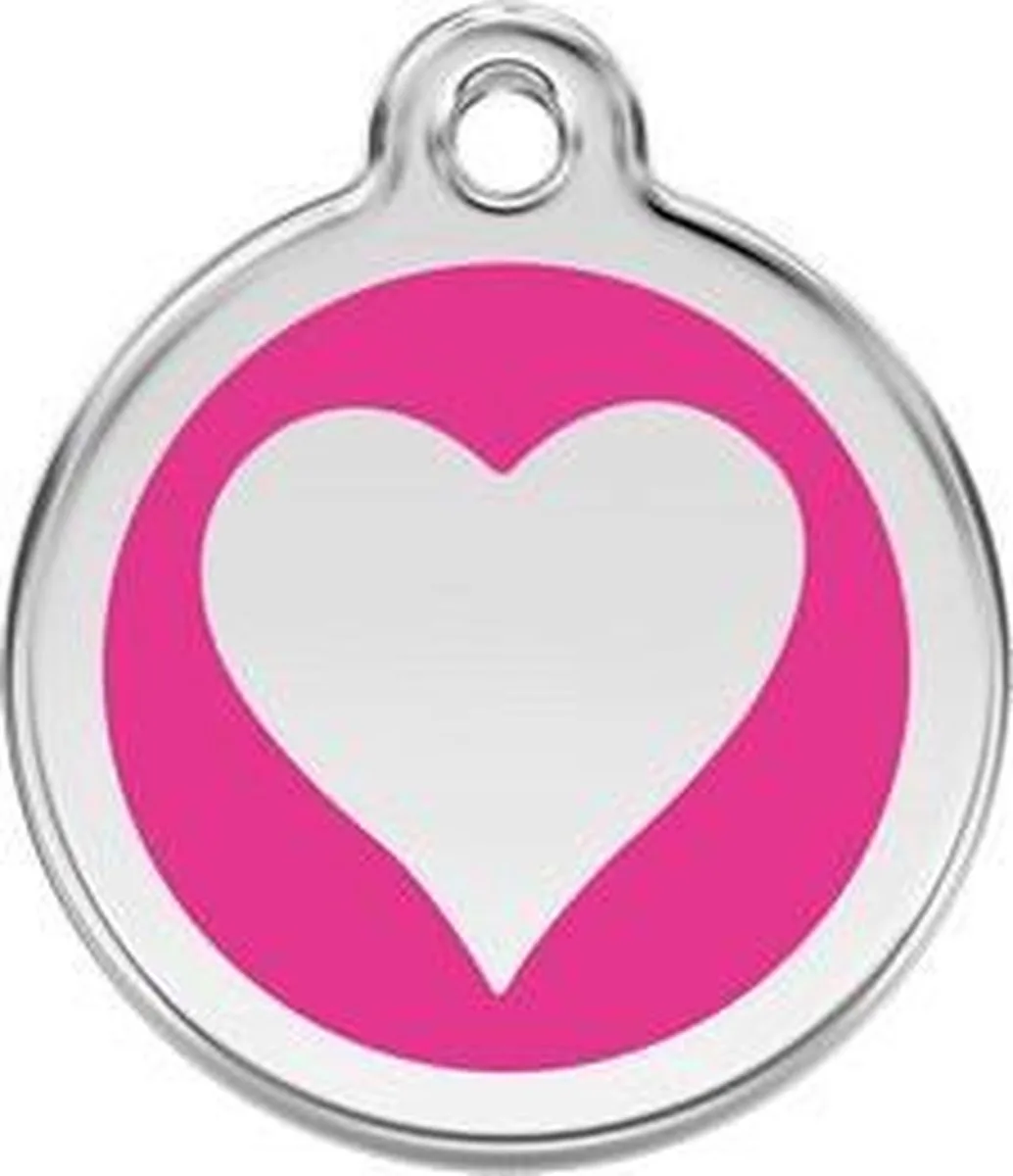 Hondenpenning 20 mm hart hard roze van Red Dingo in Hard roze met hart – productfoto