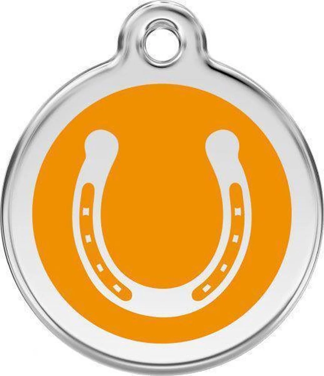 Hondenpenning 20 mm hoefijzer oranje von Red Dingo in Oranje met hoefijzer – Produktfoto