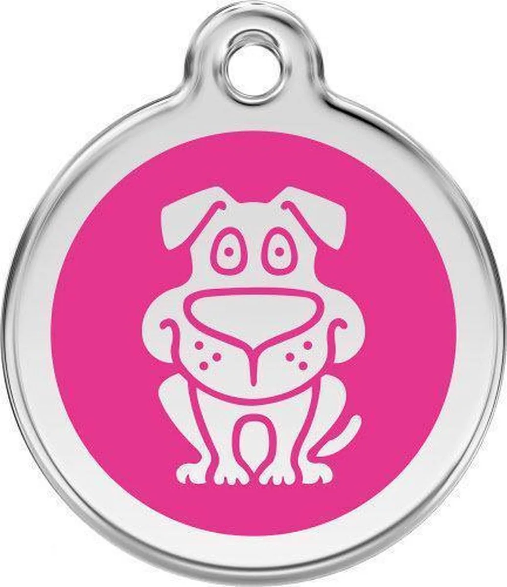 Hondenpenning 20 mm hond hard roze von Red Dingo in Hard roze met hond – Produktfoto