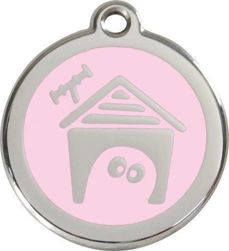 Hondenpenning 20 mm hondenhok roze by Red Dingo in Roze met hondenhok – product photo