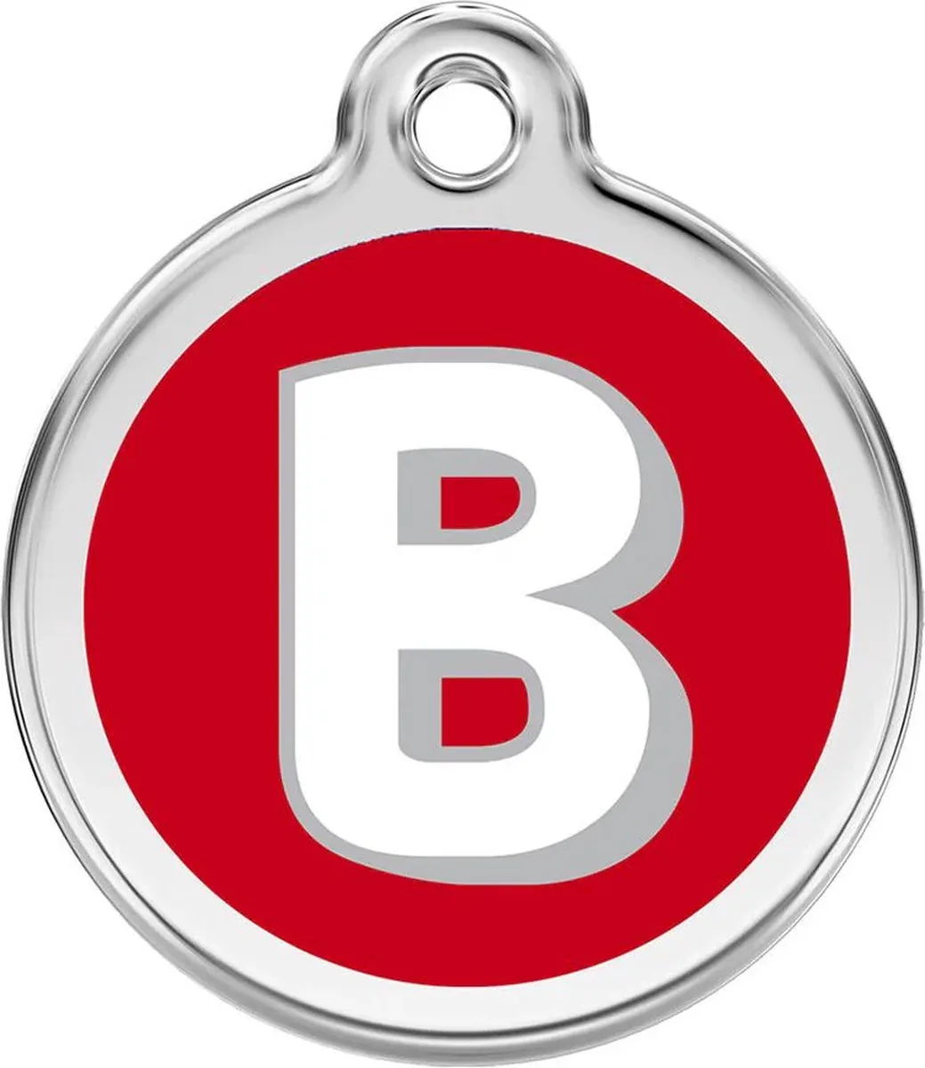 Hondenpenning 20 mm letter B de Red Dingo en Rood met letter B – photo produit