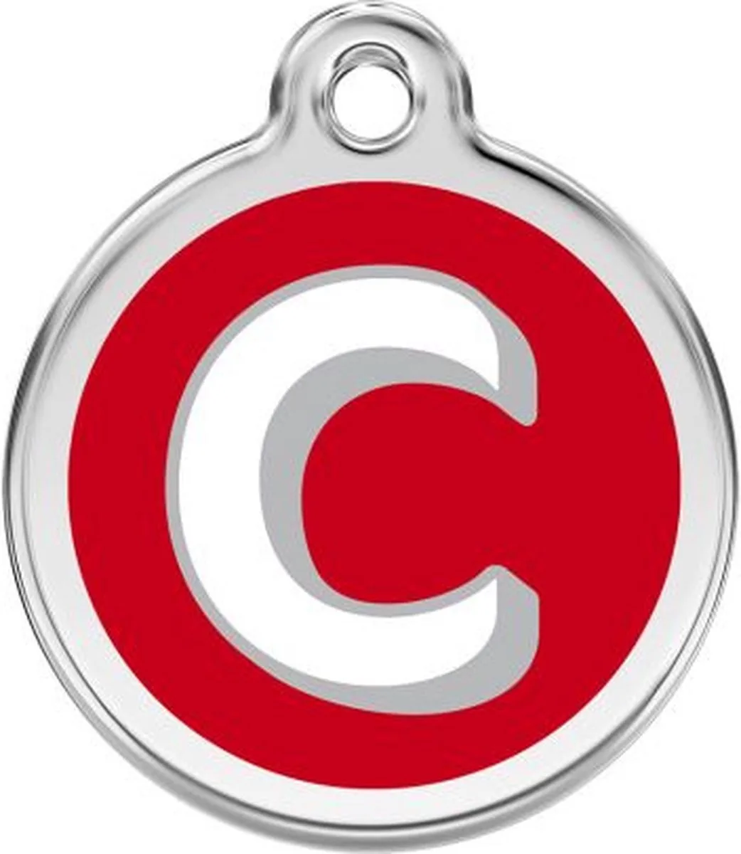 Hondenpenning 20 mm letter C de Red Dingo en Rood met letter C – photo produit