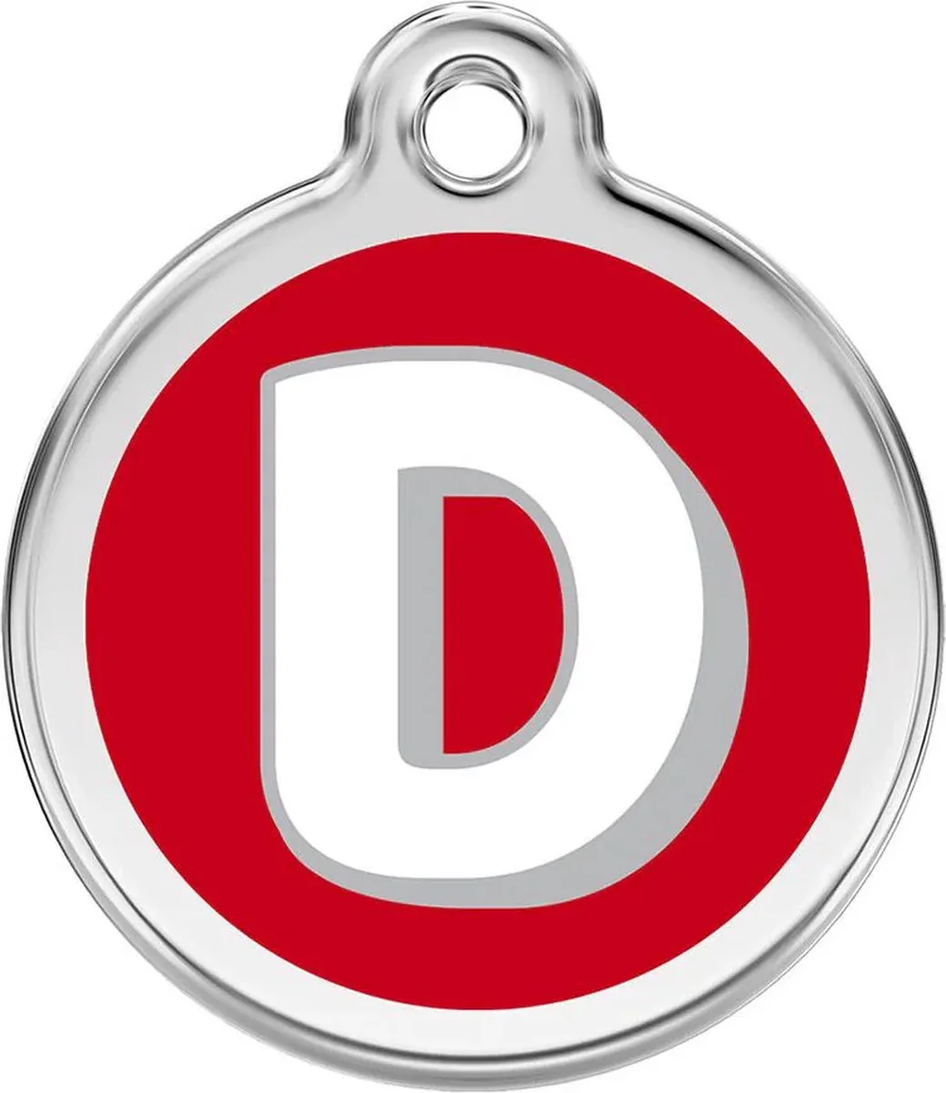 Hondenpenning 20 mm letter D de Red Dingo en Rood met letter D – photo produit