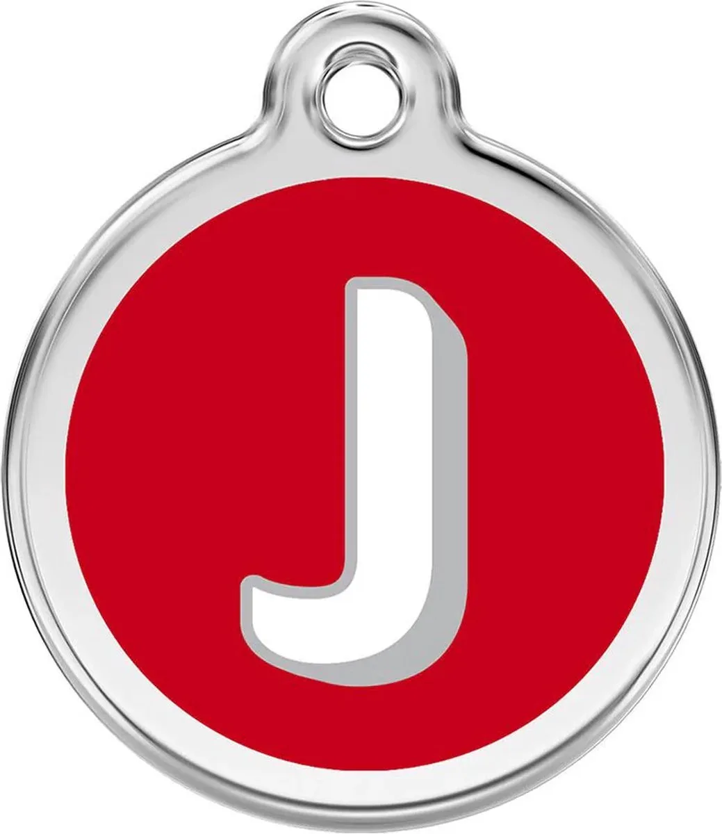 Hondenpenning 20 mm letter J de Red Dingo en Rood met letter J – photo produit