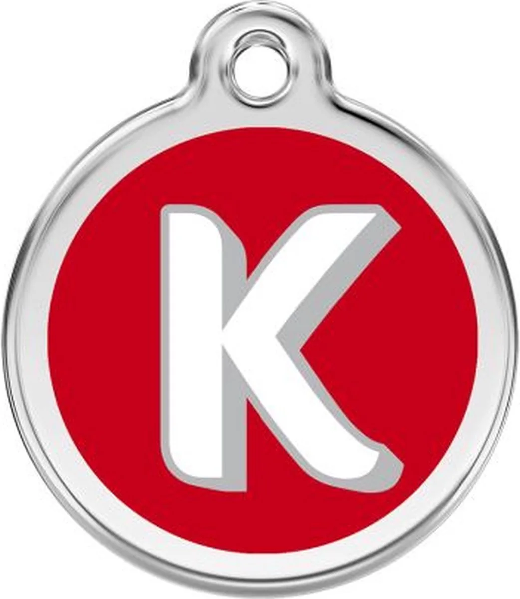 Hondenpenning 20 mm letter K de Red Dingo en Rood met letter K – photo produit