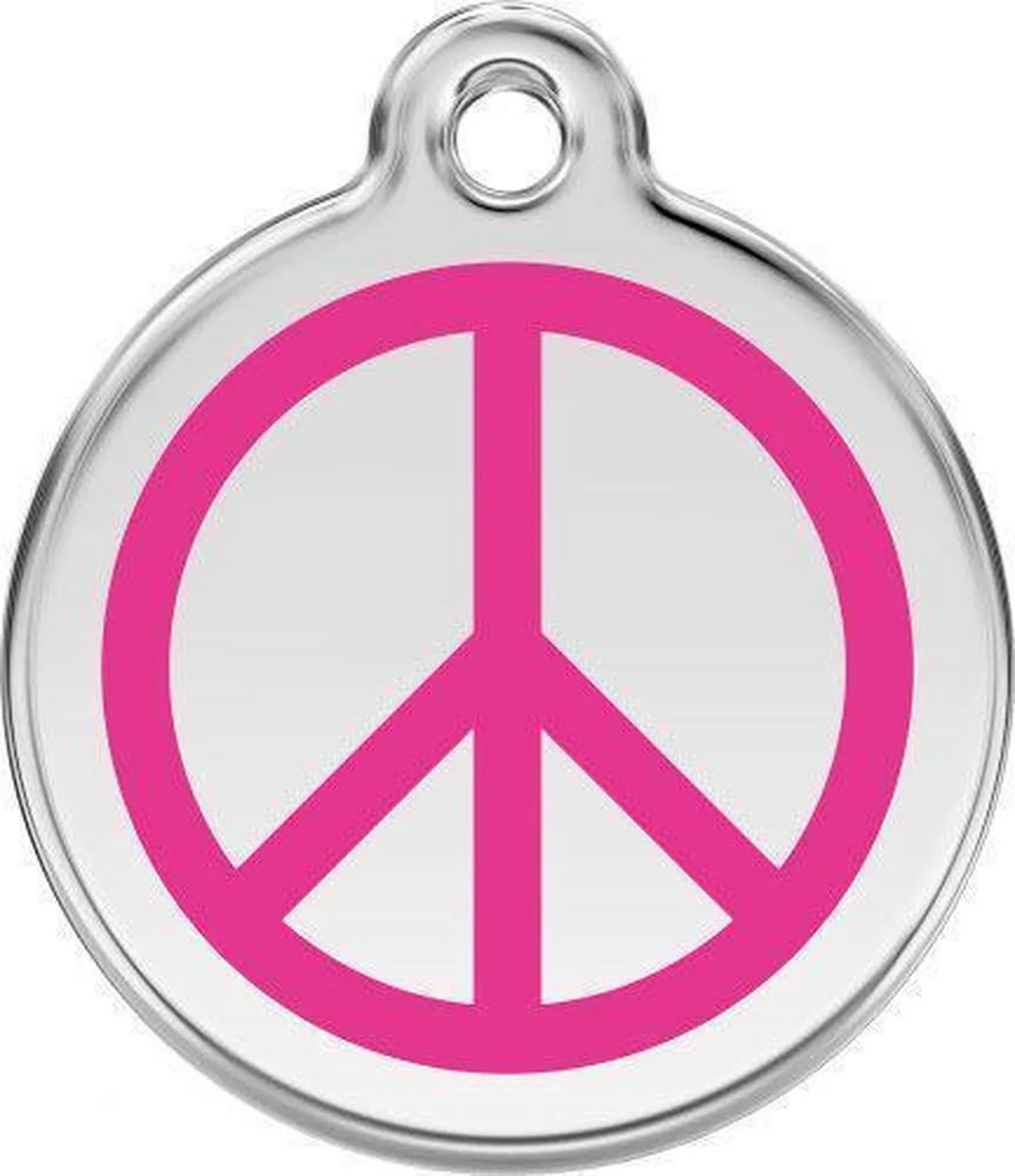 Hondenpenning 20 mm peace hard roze by Red Dingo in Hard roze peace – product photo