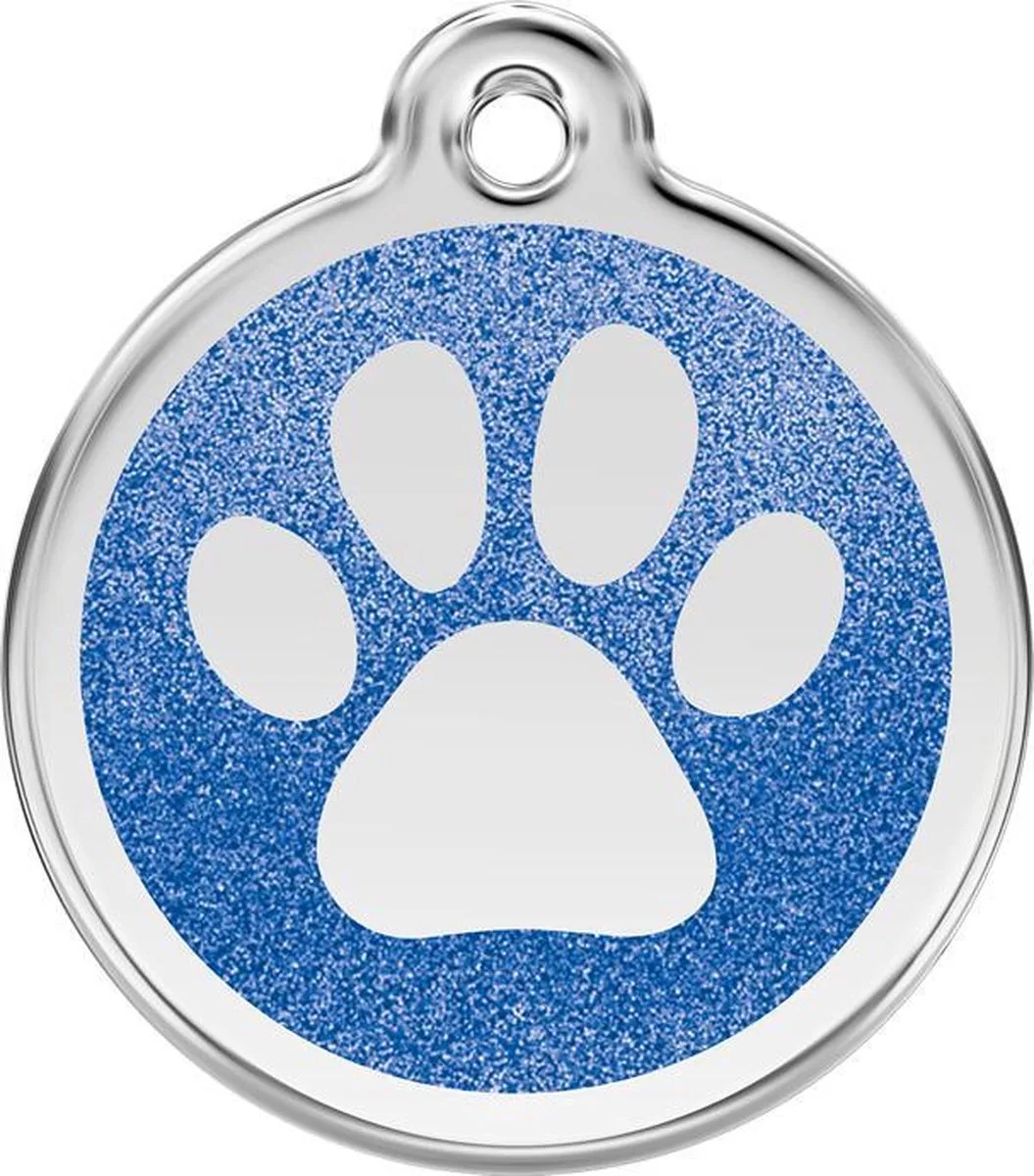 Hondenpenning 20 mm pootje glitter donkerblauw de Red Dingo en Glitter donkerblauw met pootje – photo produit