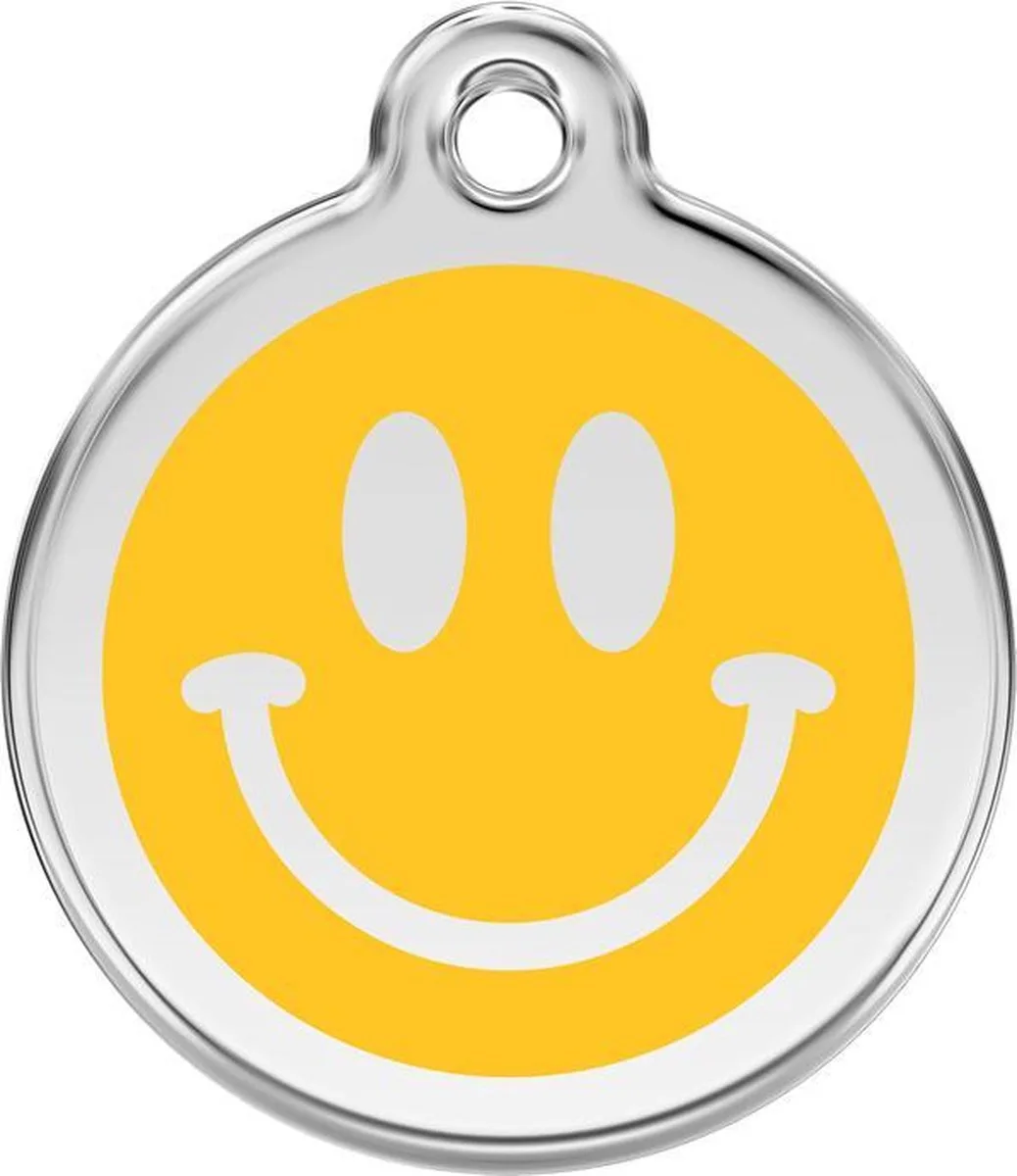 Hondenpenning 20 mm smiley by Red Dingo in Geel met smiley – product photo