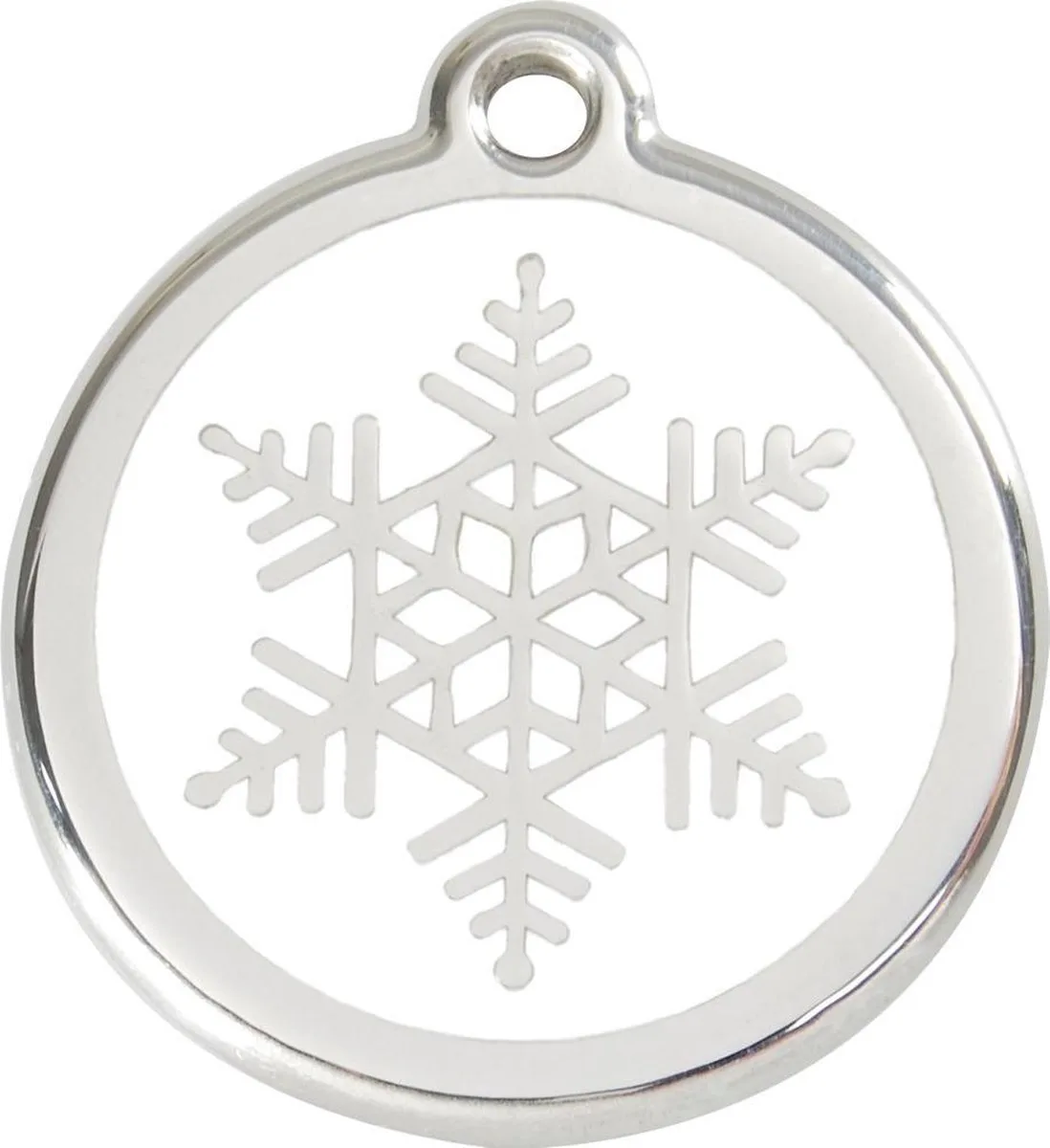 Hondenpenning 20 mm sneeuwvlok de Red Dingo en Wit met sneeuwvlok – photo produit