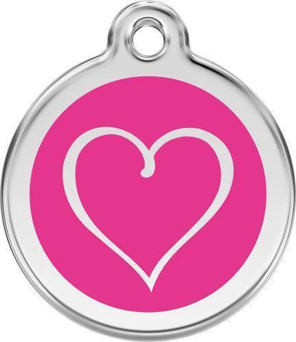 Hondenpenning 20 mm tribal hart hard roze von Red Dingo in Hard roze met tribal hart – Produktfoto