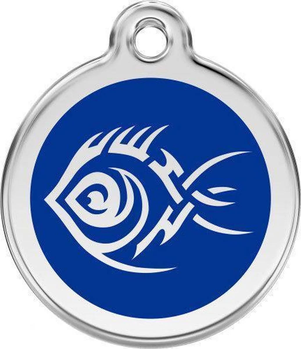Hondenpenning 20 mm tribal vis de Red Dingo en Bleu – photo produit
