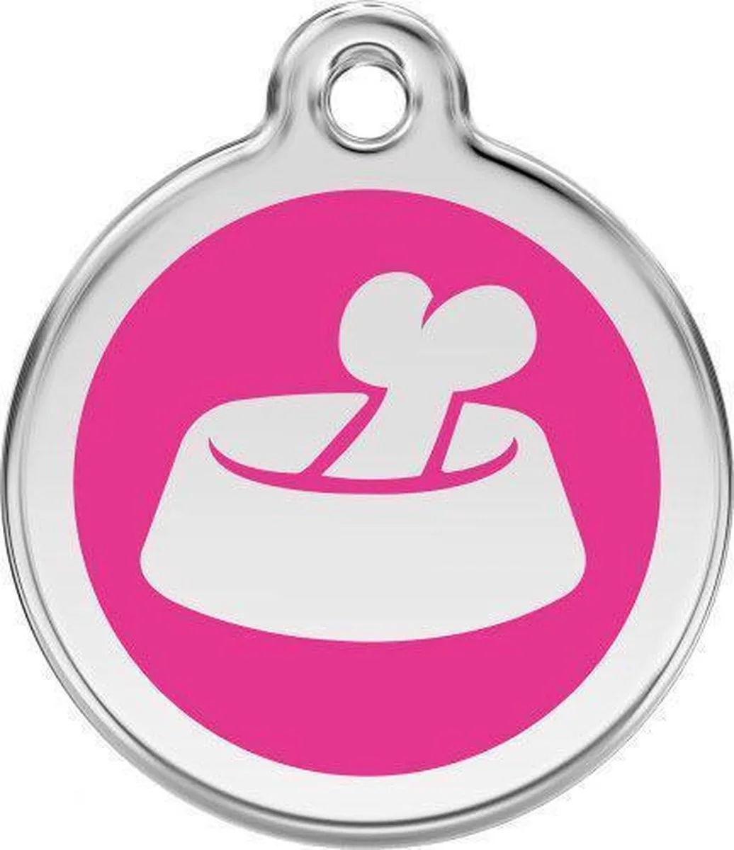 Hondenpenning 20 mm voerbak hard roze från Red Dingo i Hard roze voerbak – produktbild
