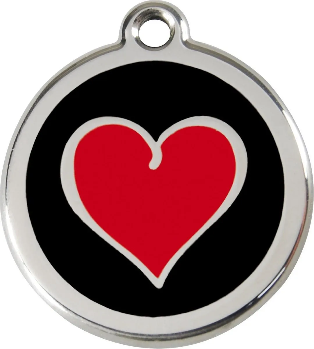 Hondenpenning 3 8mm hart rood-zwart van Red Dingo in Rood-zwart met hart – productfoto