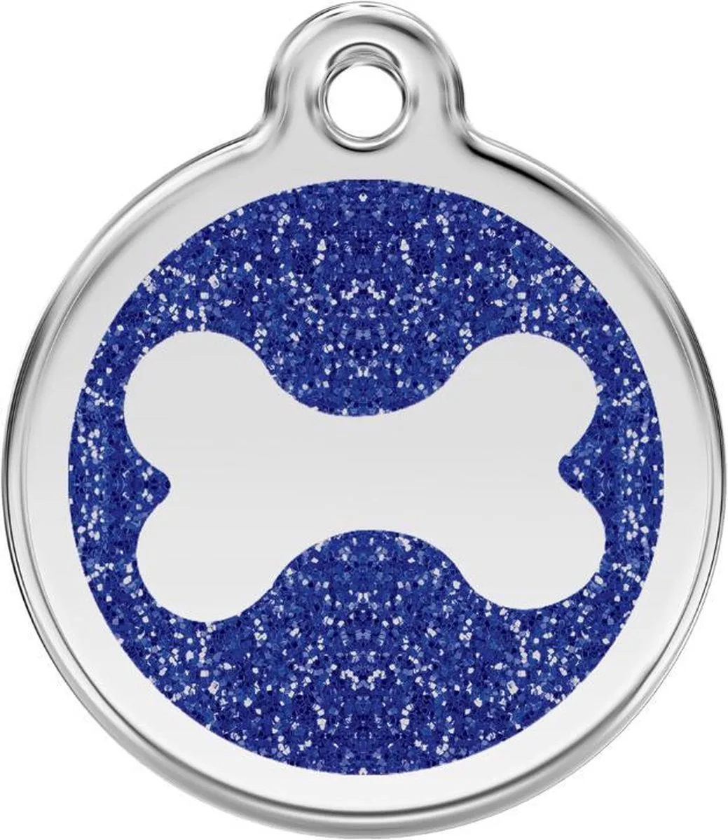 Hondenpenning 30 mm bot glitter blauw von Red Dingo in Glitter blauw met botje – Produktfoto