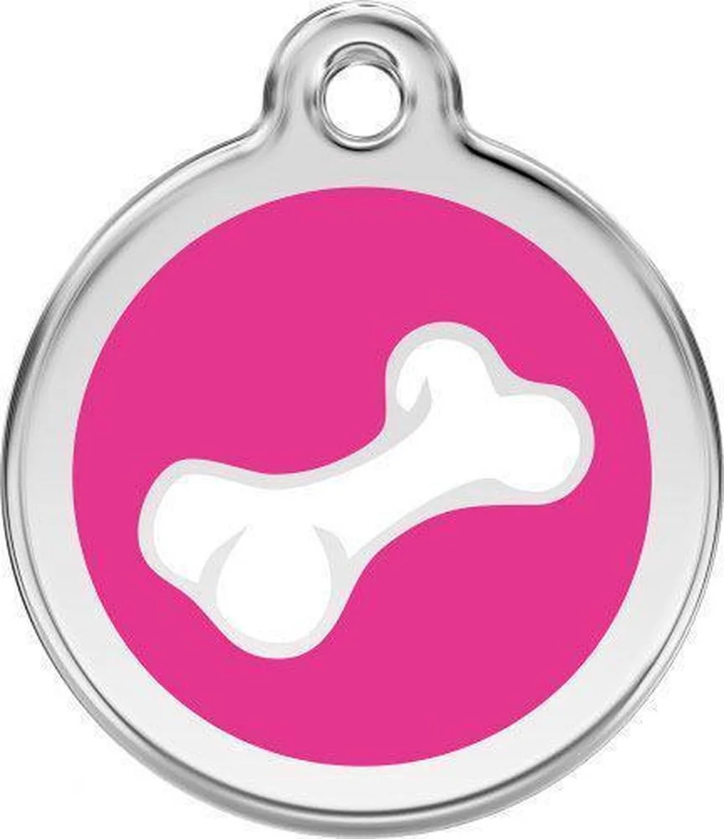 Hondenpenning 30 mm botje hard roze von Red Dingo in Hard roze met botje – Produktfoto