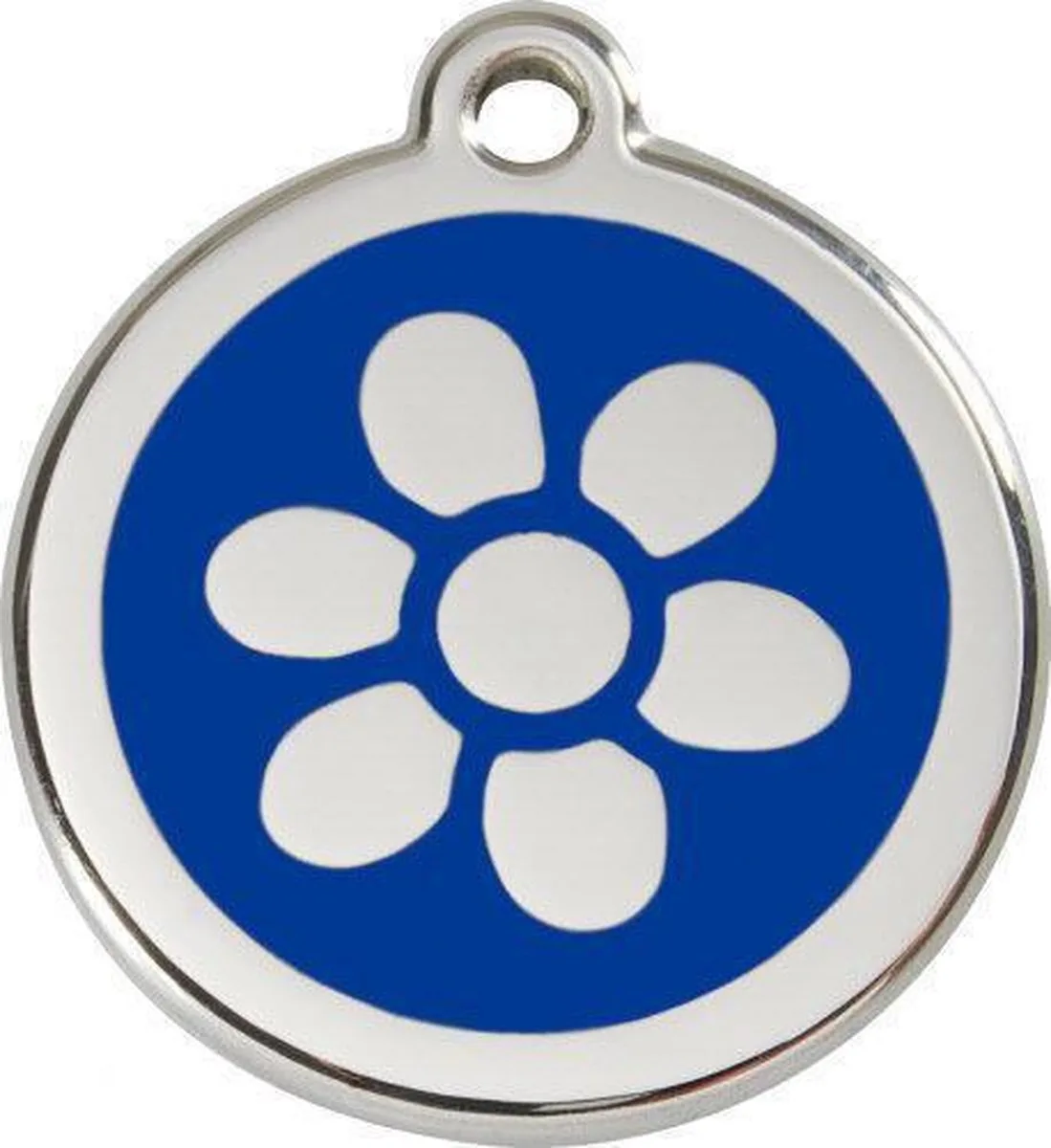 Hondenpenning 30 mm donkerblauw bloem by Red Dingo in Donkerblauw met bloem – product photo