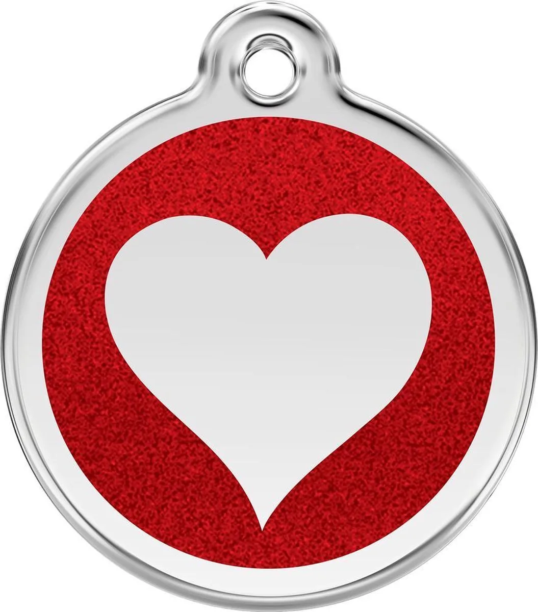 Hondenpenning 30 mm hart glitter rood von Red Dingo in Glitter rood met hart – Produktfoto