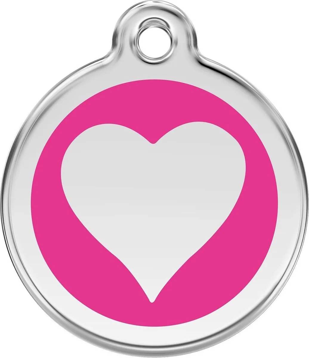 Hondenpenning 30 mm hart hard roze by Red Dingo in Hard roze hart – product photo