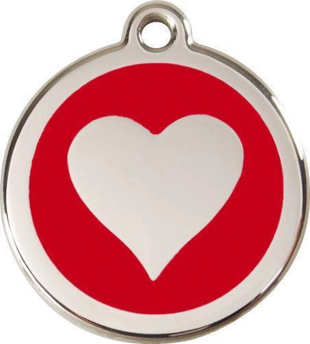 Hondenpenning 30 mm hart rood van Red Dingo in Rood met hart – productfoto