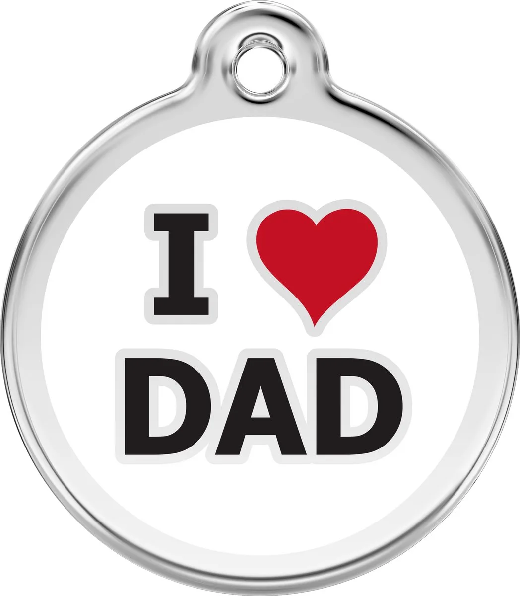 Hondenpenning 30 mm 'I love Dad' by Red Dingo in Wit met tekst I Love Dad – product photo