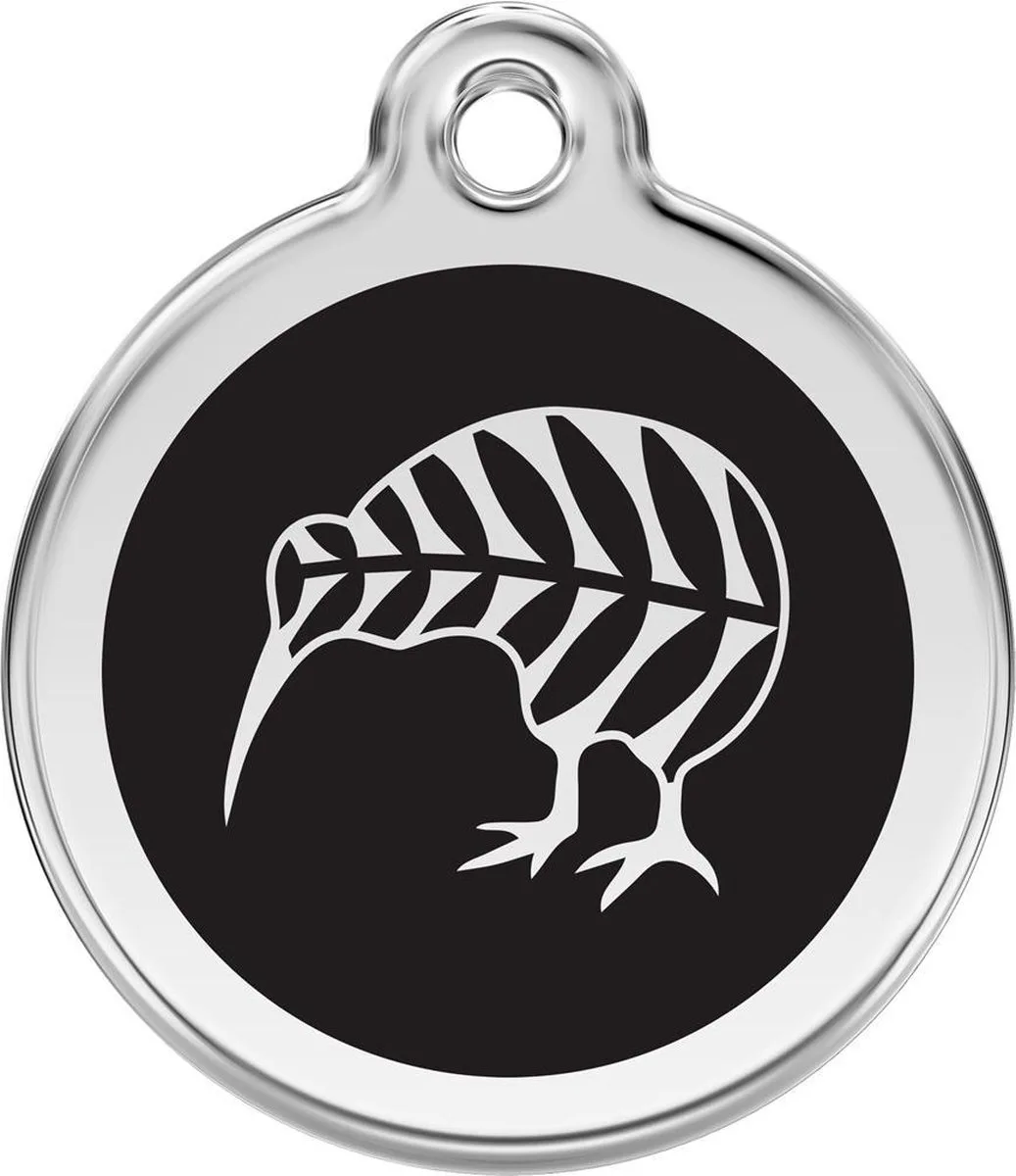 Hondenpenning 30 mm kiwi by Red Dingo in Zwart met kiwi – product photo