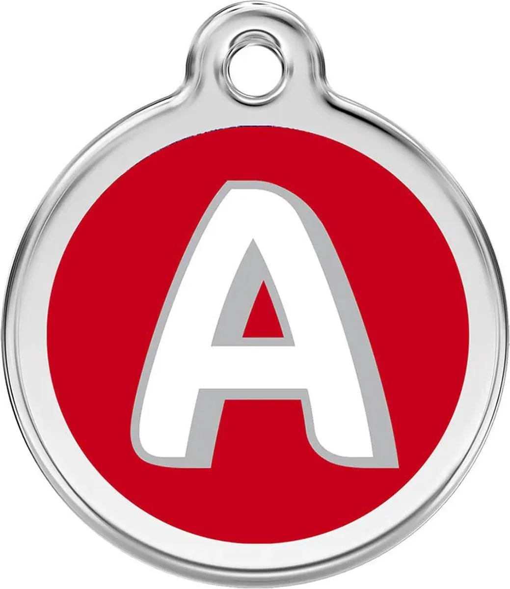Hondenpenning 30 mm letter A von Red Dingo in Rood met letter A – Produktfoto