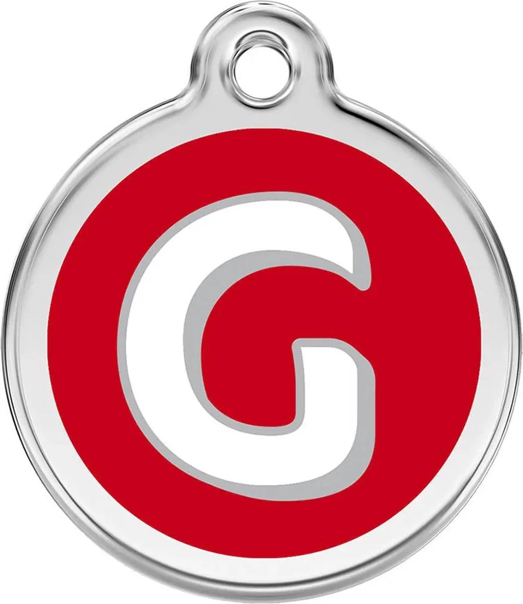 Hondenpenning 30 mm letter G von Red Dingo in Rood met letter G – Produktfoto