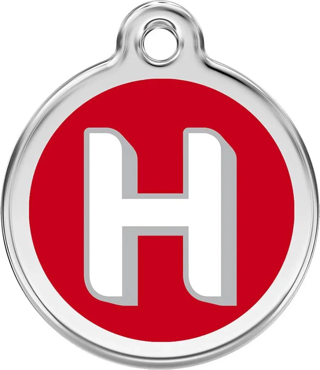 Hondenpenning 30 mm letter H de Red Dingo en Rood met letter H – photo produit