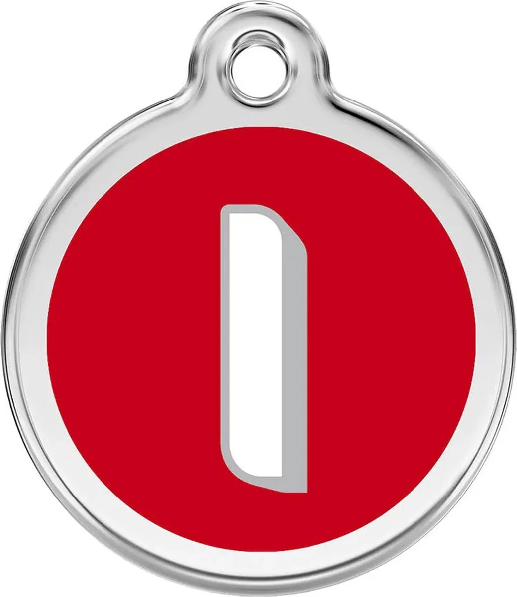 Hondenpenning 30 mm letter i von Red Dingo in Rood met letter i – Produktfoto