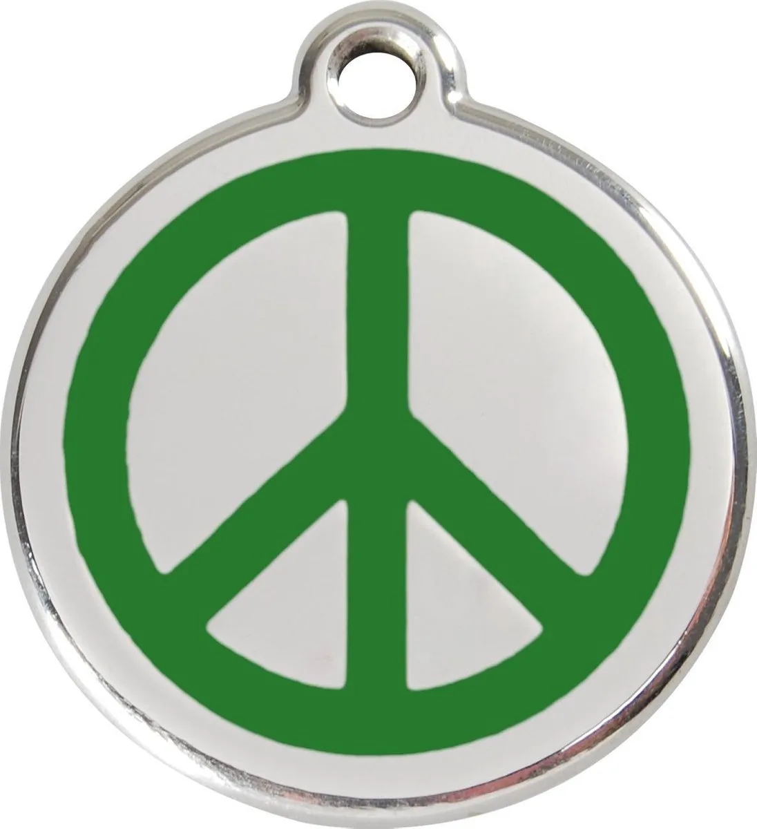Hondenpenning 30 mm peace groen van Red Dingo in Groen peace – productfoto