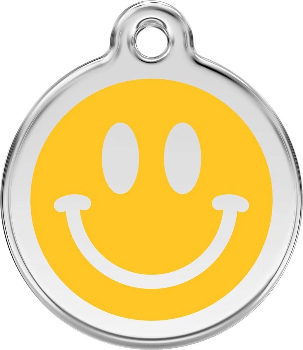 hondenpenning 30 mm smiley geel by Red Dingo in Geel met smiley – product photo