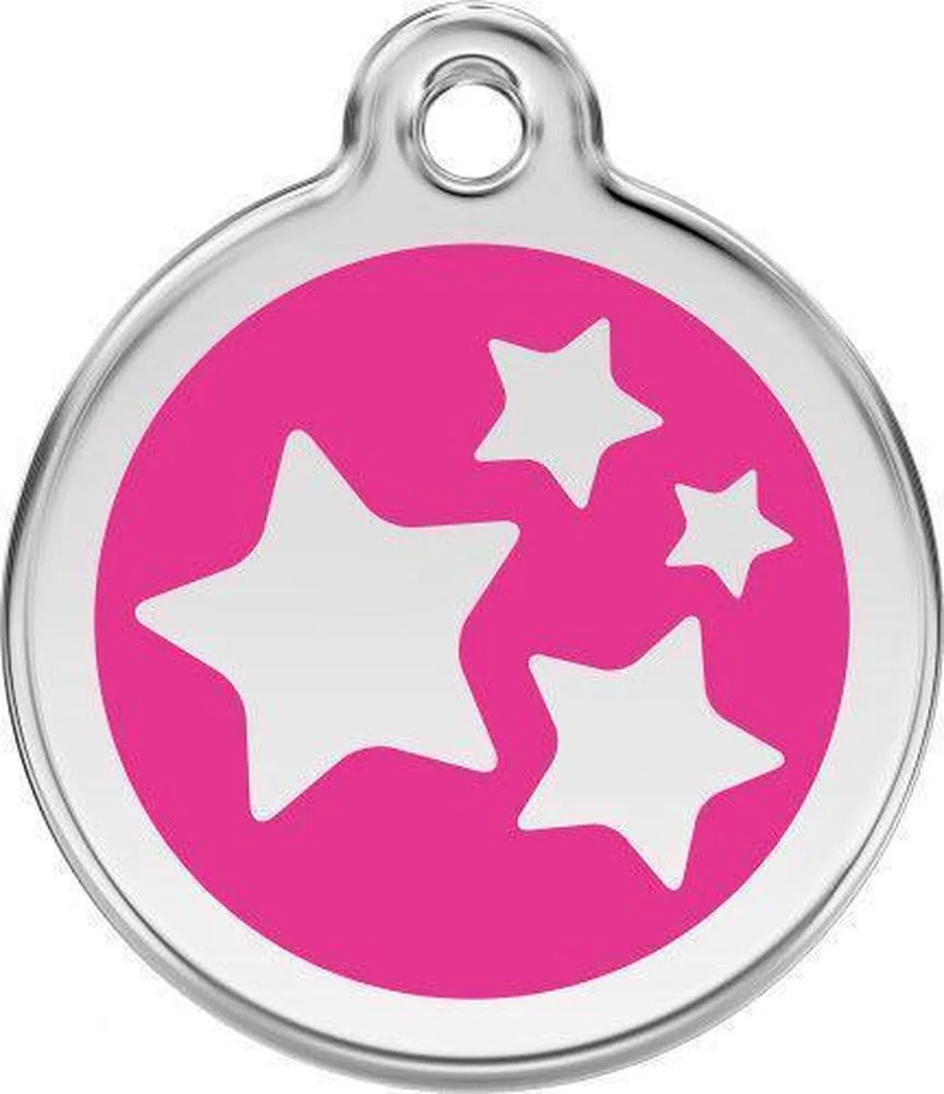 Hondenpenning 30 mm sterren hard by Red Dingo in Pink – product photo
