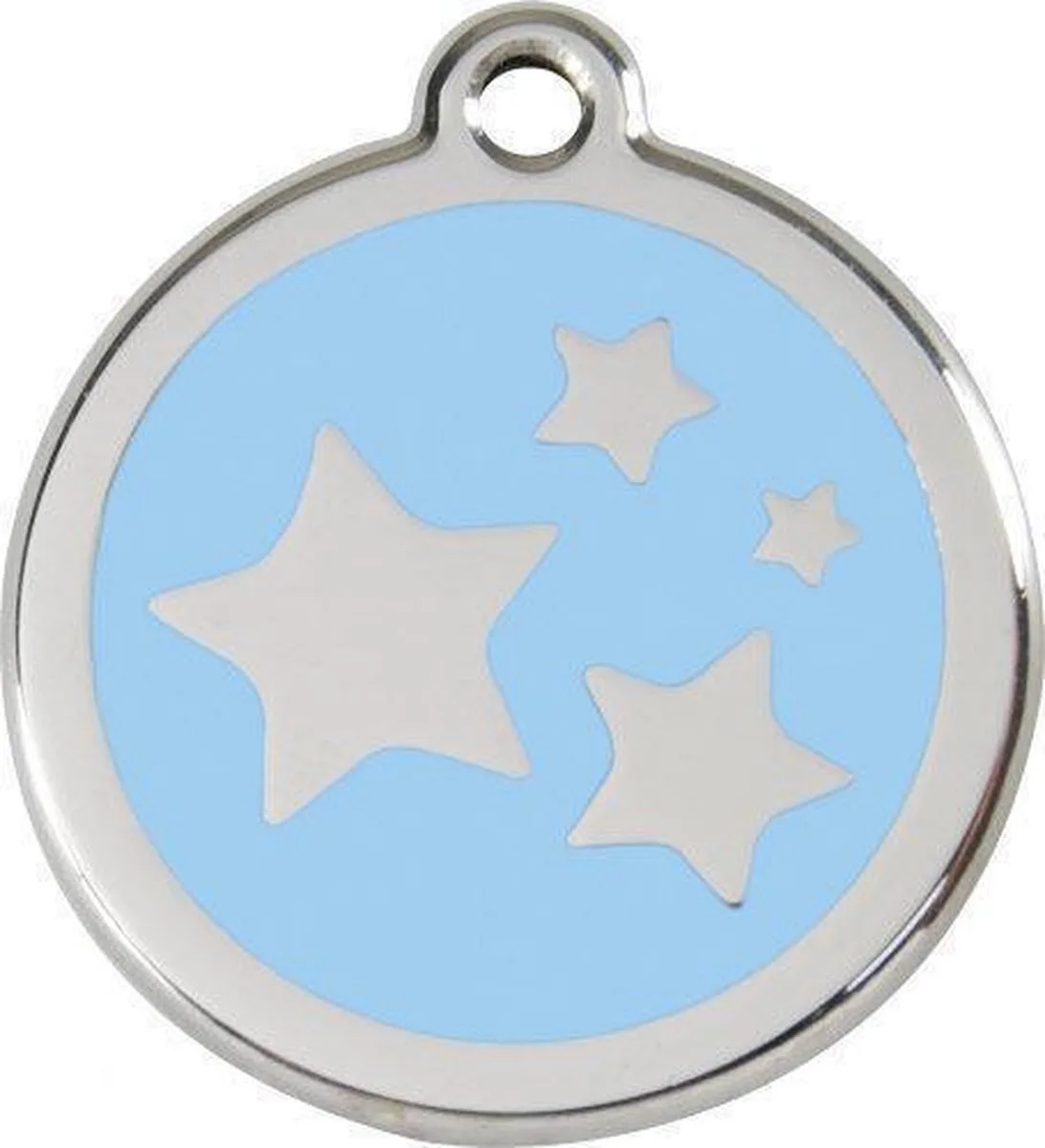 Hondenpenning 30 mm sterren lichtblauw van Red Dingo in Blauw – productfoto