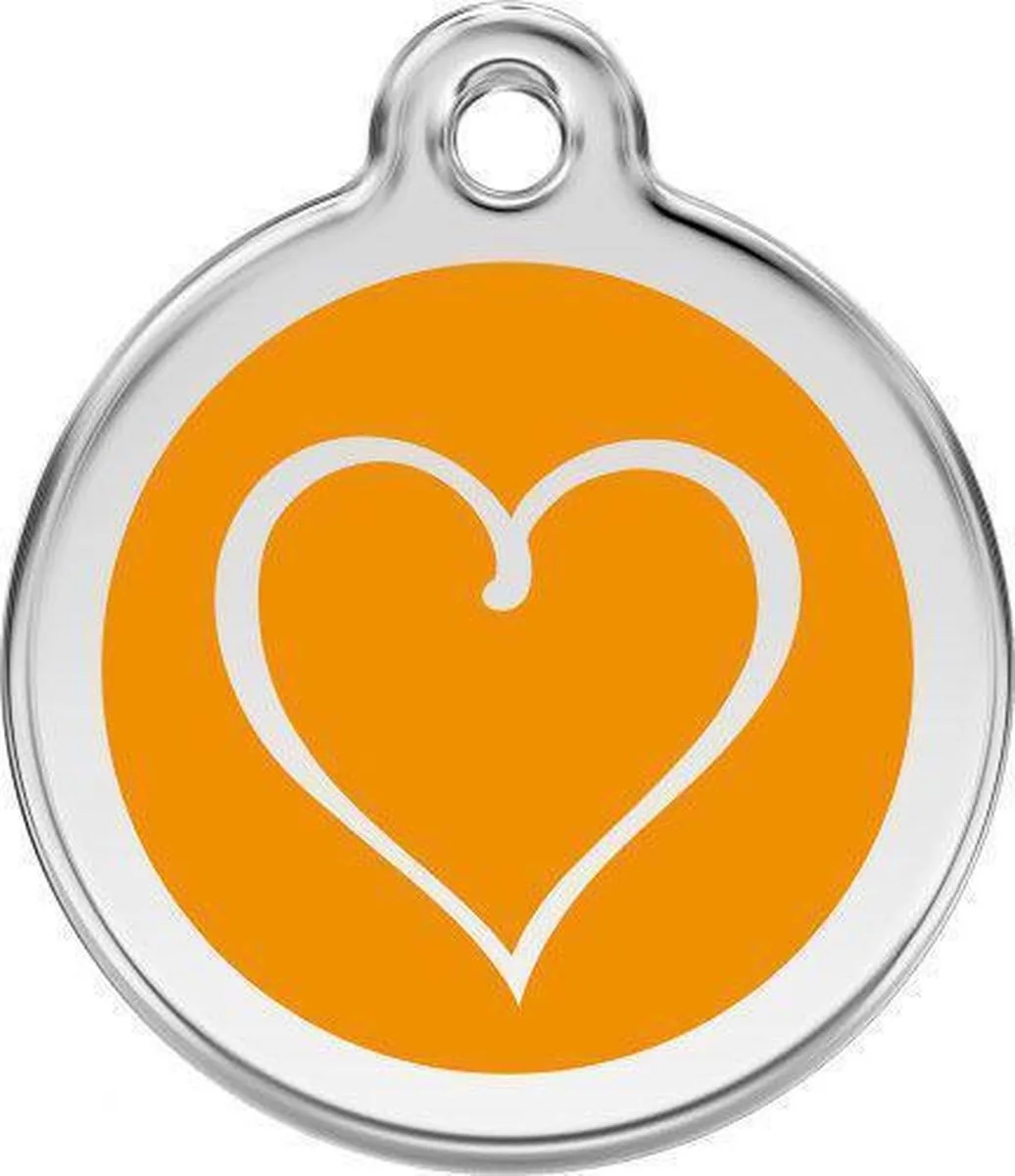 Hondenpenning 30 mm tribal hart oranje von Red Dingo in Oranje met tribal hart – Produktfoto