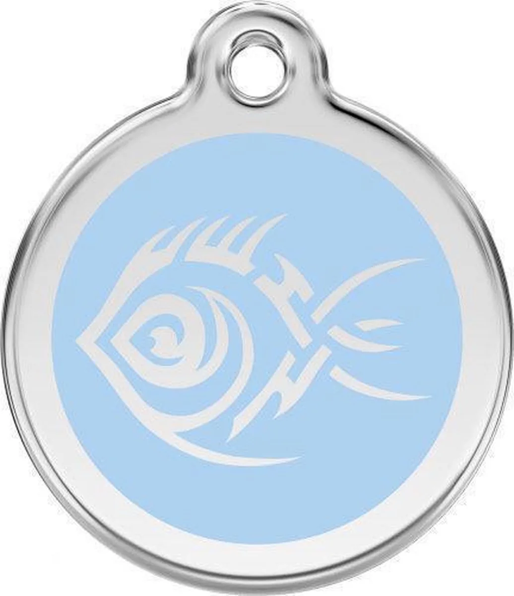 Hondenpenning 30 mm tribal vis lichtblauw von Red Dingo in Blau – Produktfoto