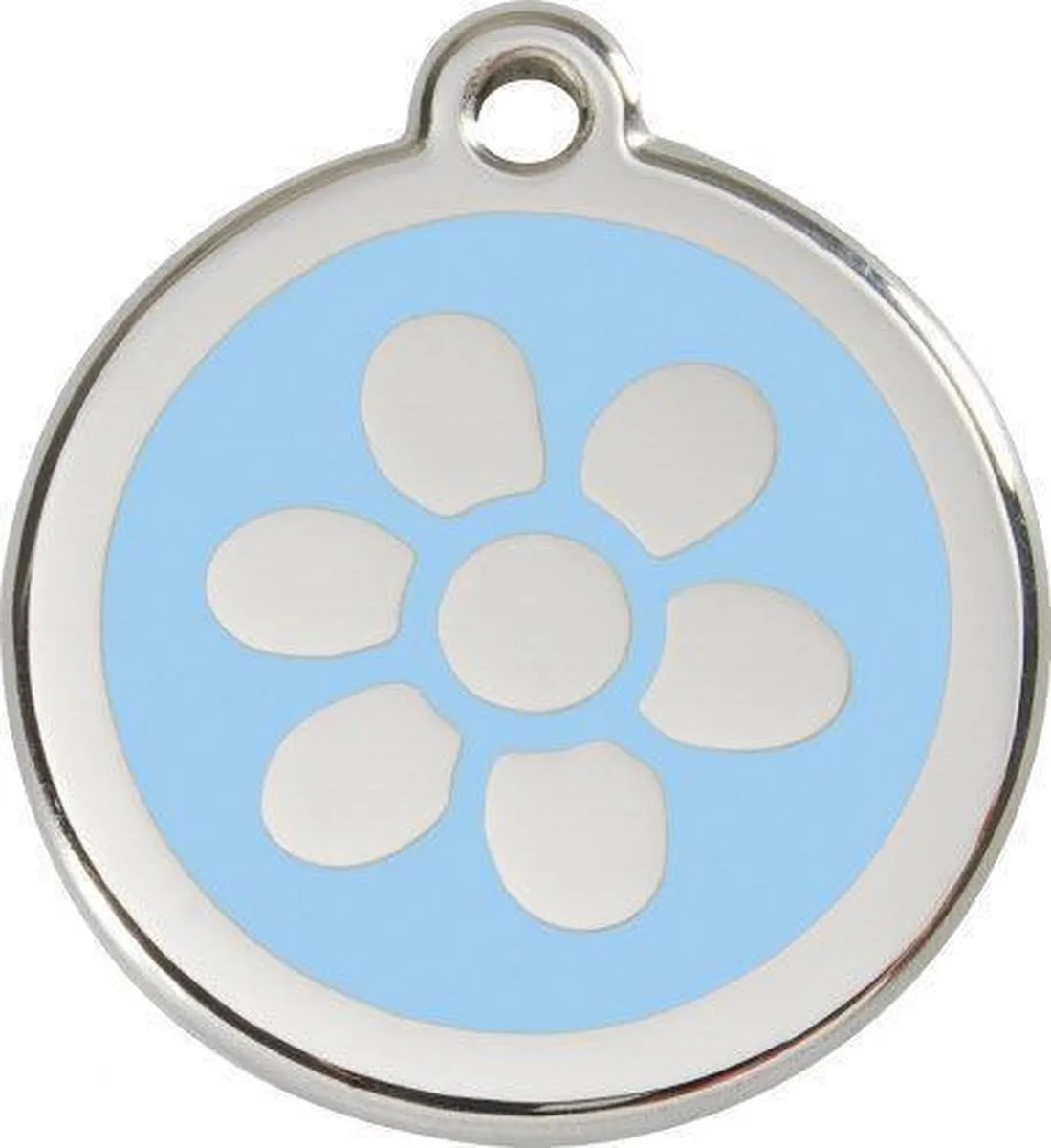 Hondenpenning 38 mm bloem lichtblauw fra Red Dingo i Lichtblauw met bloem – produktbillede