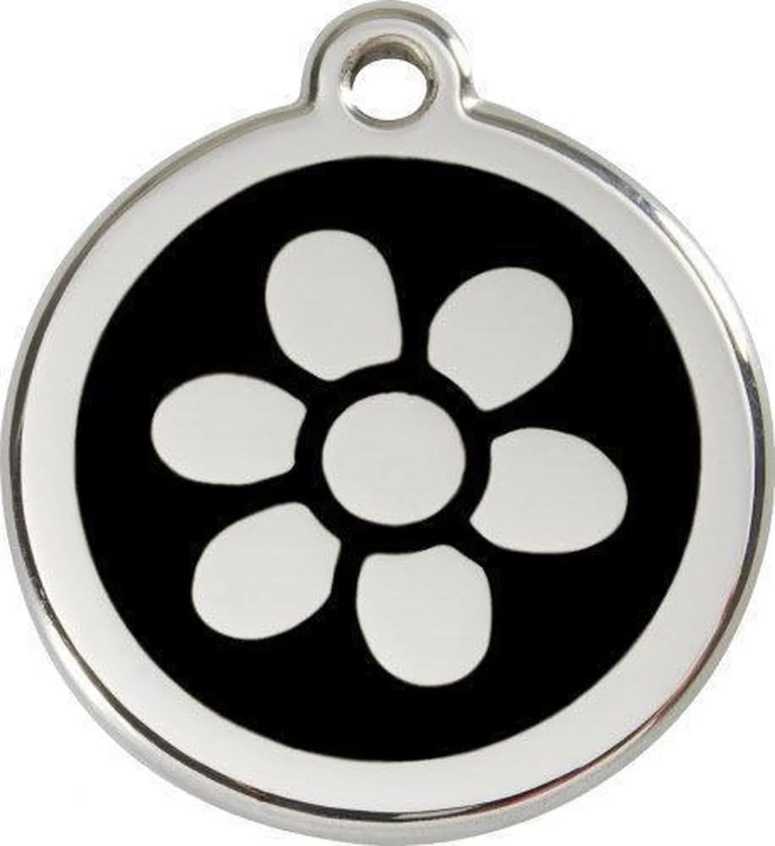 Hondenpenning 38 mm bloem zwart by Red Dingo in Zwart met bloem – product photo