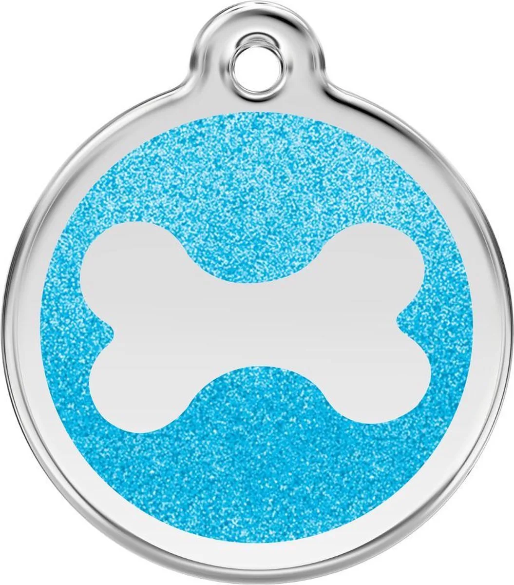 hondenpenning 38 mm bot glitter aqua de Red Dingo en Glitter aqua met bot – photo produit
