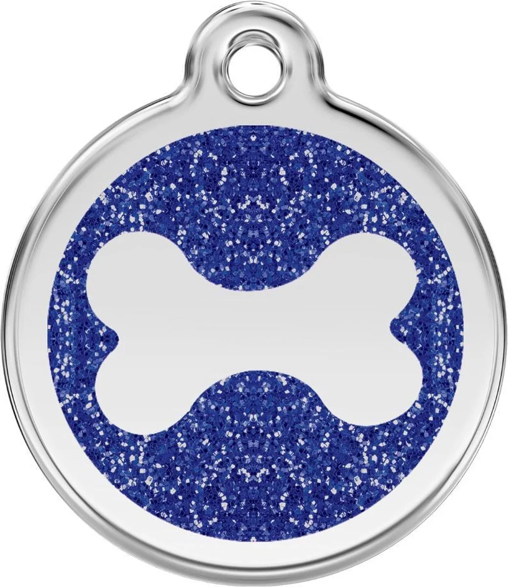 hondenpenning 38 mm bot glitter donkerblauw by Red Dingo in Glitter donkerblauw met bot – product photo