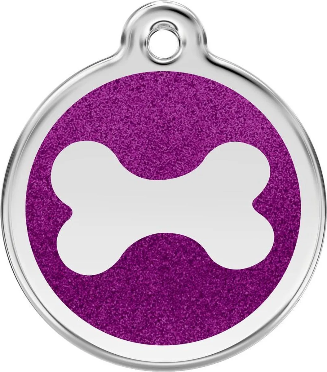 hondenpenning 38 mm bot glitter paars de Red Dingo en Glitter paars met bot – photo produit