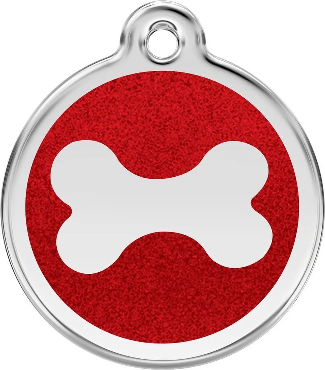 hondenpenning 38 mm bot glitter rood de Red Dingo en Glitter rood met bot – photo produit