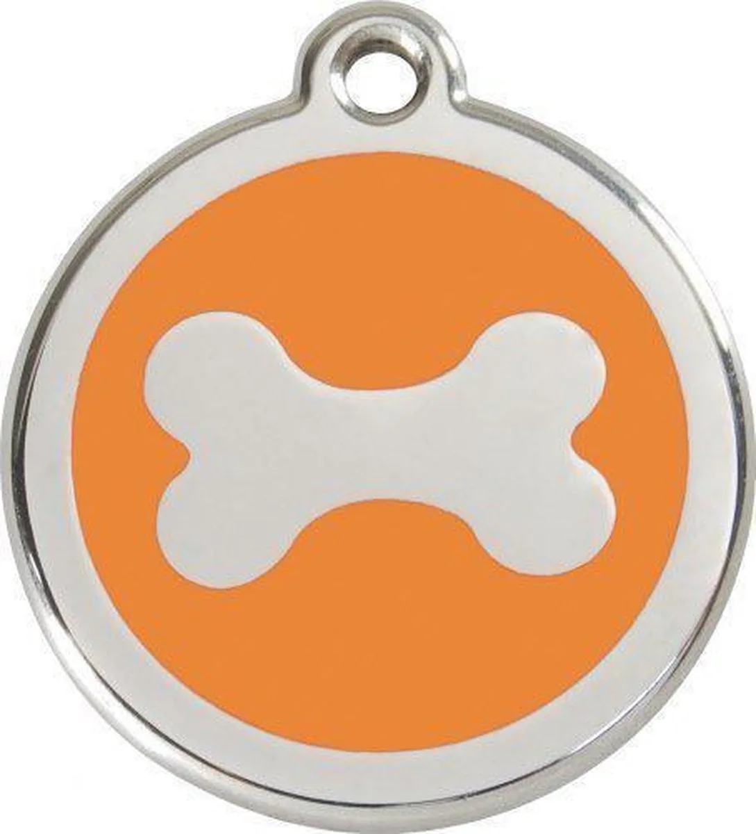 Hondenpenning 38 mm bot oranje van Red Dingo in Oranje met bot – productfoto