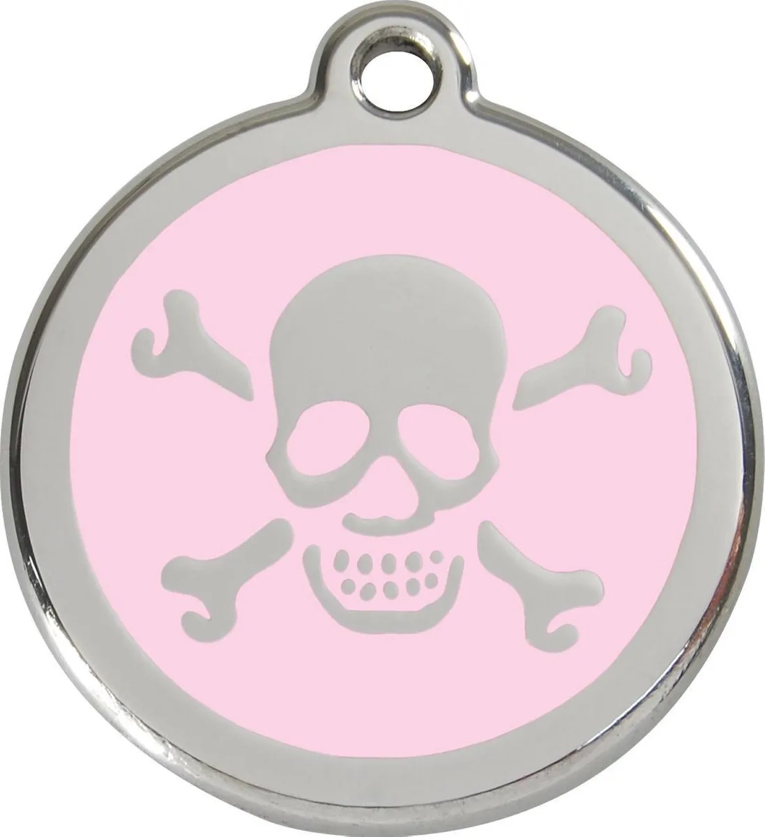 Hondenpenning 38 mm doodshoofd roze van Red Dingo in Roze met doodshoofd – productfoto
