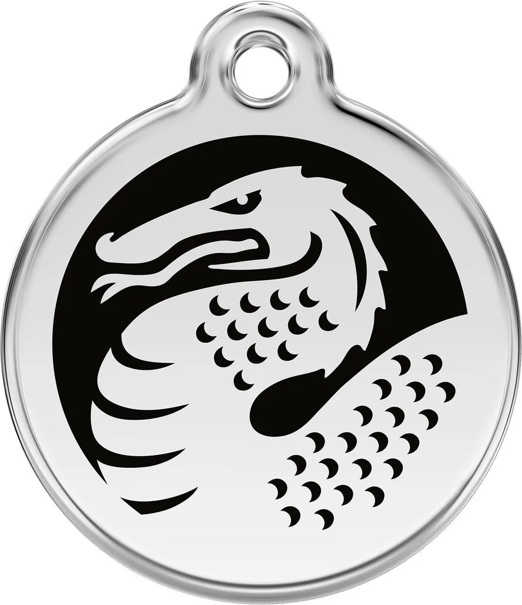 Hondenpenning 38 mm draak zwart från Red Dingo i Zwart met draak – produktbild