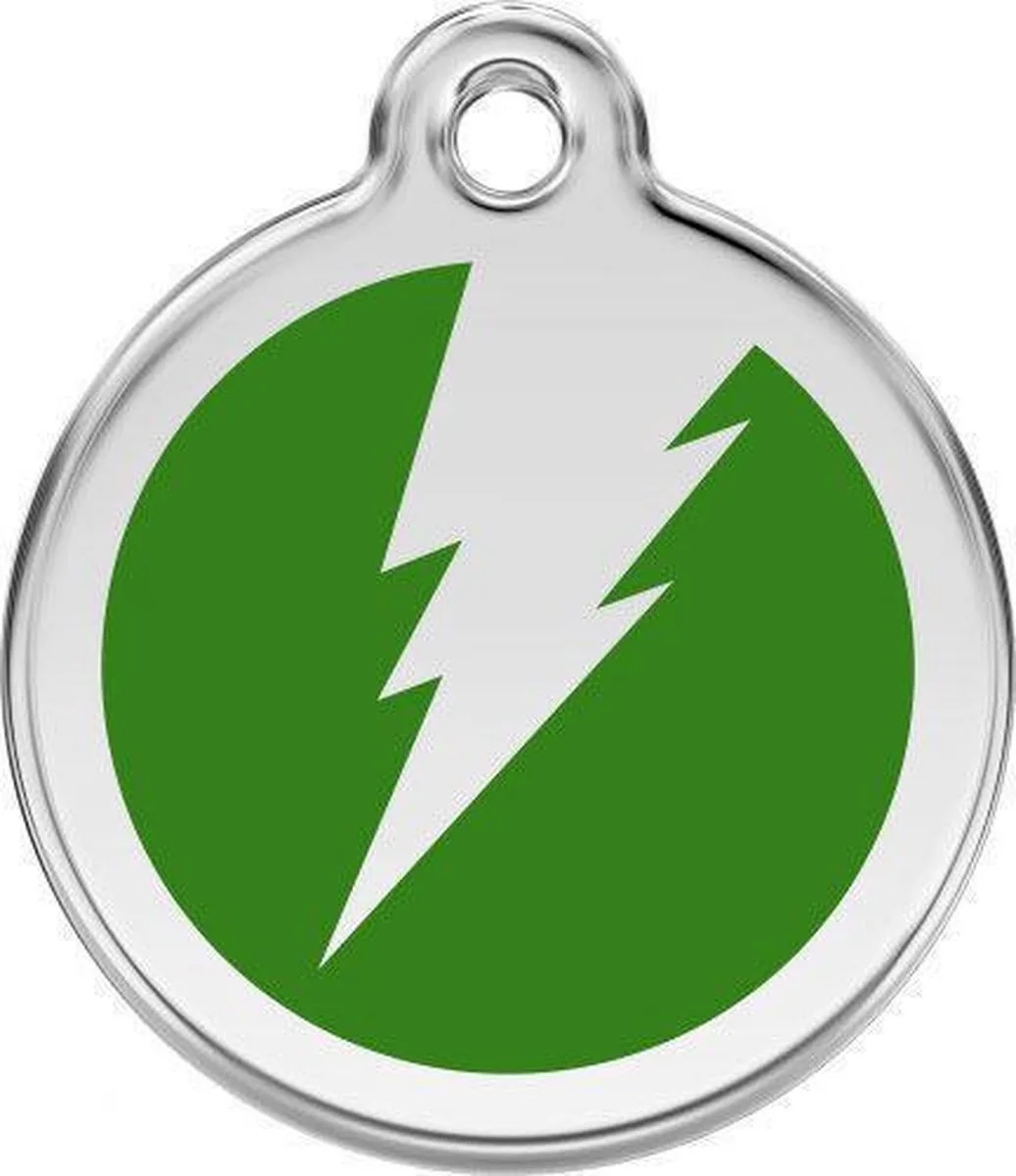Hondenpenning 38 mm flits groen van Red Dingo in Groen met flits – productfoto