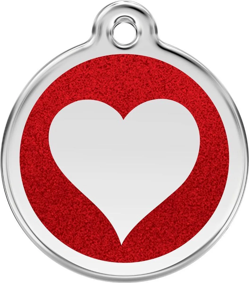 Hondenpenning 38 mm hart glitter rood by Red Dingo in Glitter rood met hart – product photo