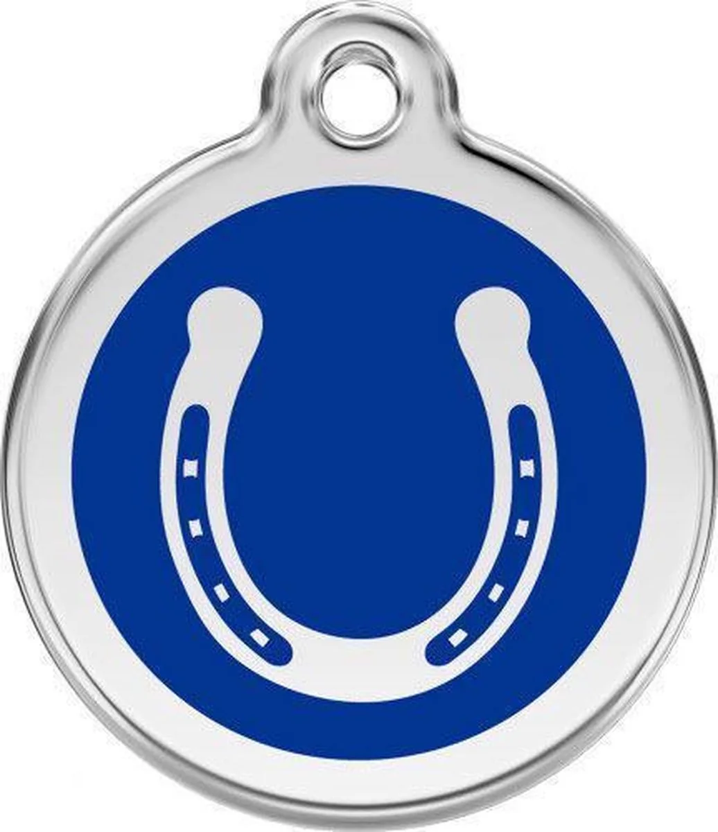 Hondenpenning 38 mm hoefijzer donkerblauw van Red Dingo in Blauw – productfoto