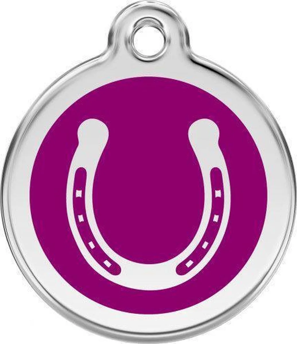 Hondenpenning 38 mm hoefijzer by Red Dingo in Purple – product photo