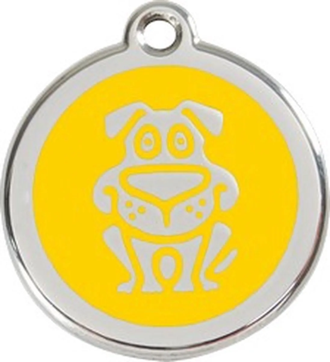 Hondenpenning 38 mm hond geel van Red Dingo in Geel met hond – productfoto