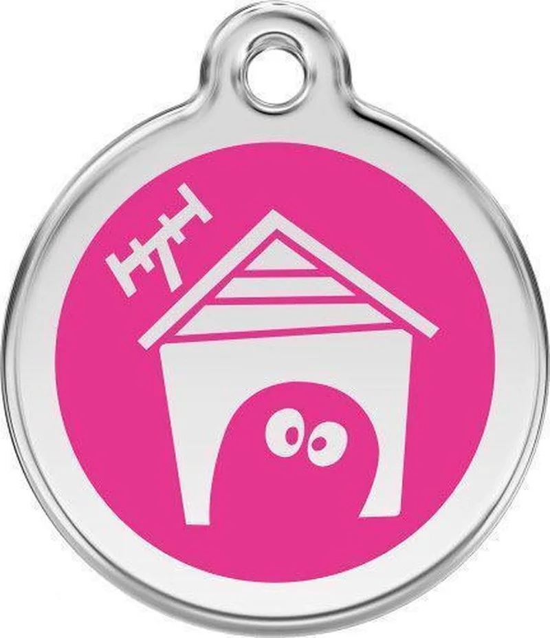Hondenpenning 38 mm hondenhok hard roze de Red Dingo en Hard roze met hondenhok – photo produit